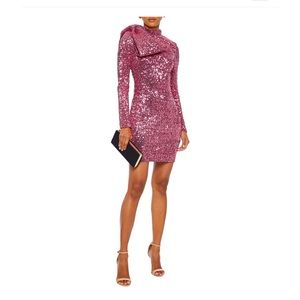 REBECCA VALLANCE
Mona bow-embellished sequin stretch-knit minidress new w/o tag